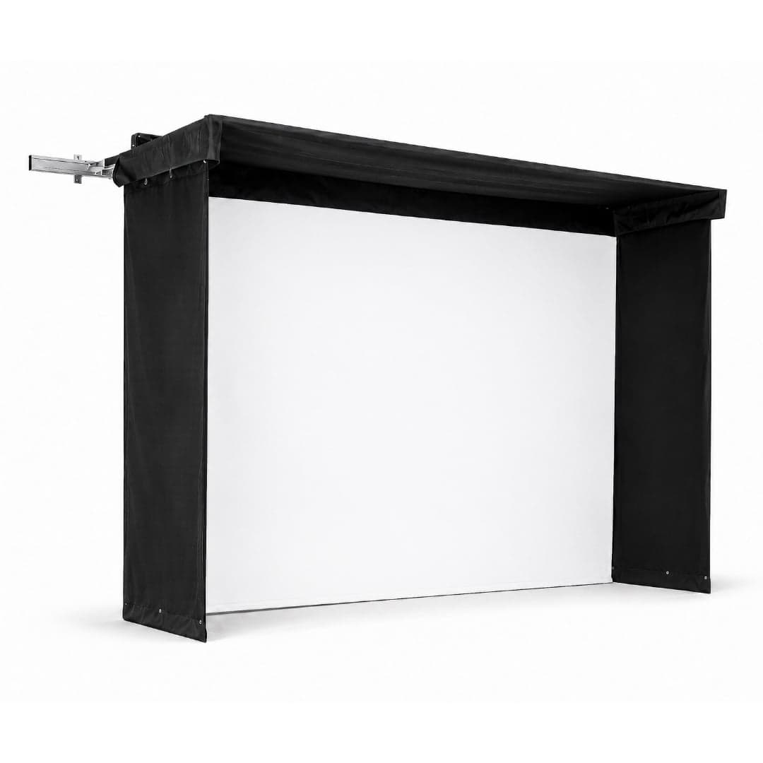 Vanish LITE hybrid-retractable golf enclosure, side view