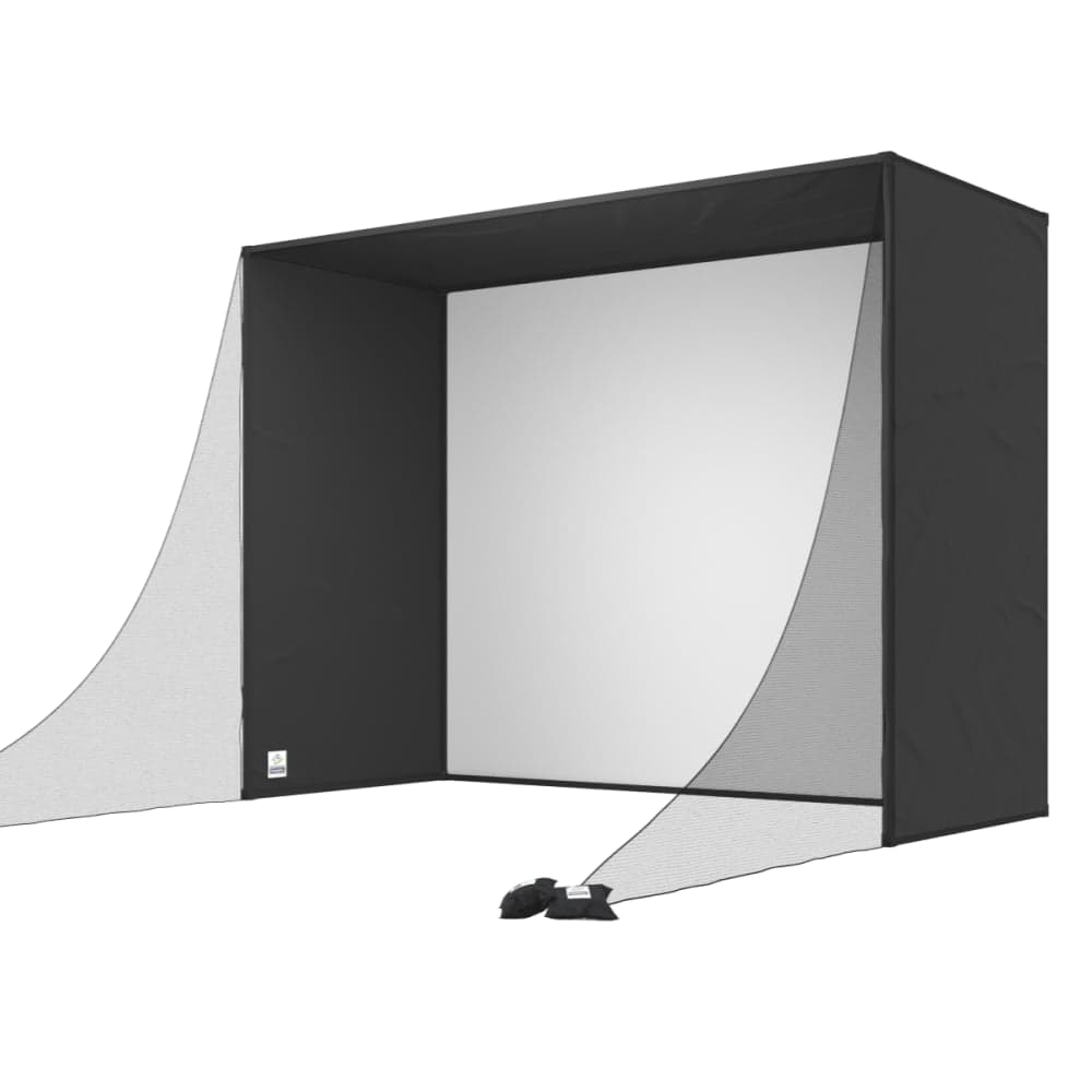 SwingBay golf simulator screen enclosure, isolated on white