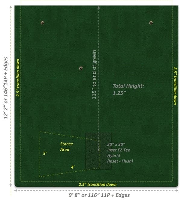10x12 DBase Sim Green — Pro Putt Systems dimensioned layout
